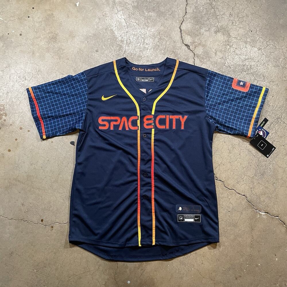 Houston Astros Space City Carlos Corea#58 Jersey Stitched Blue Men's Large
